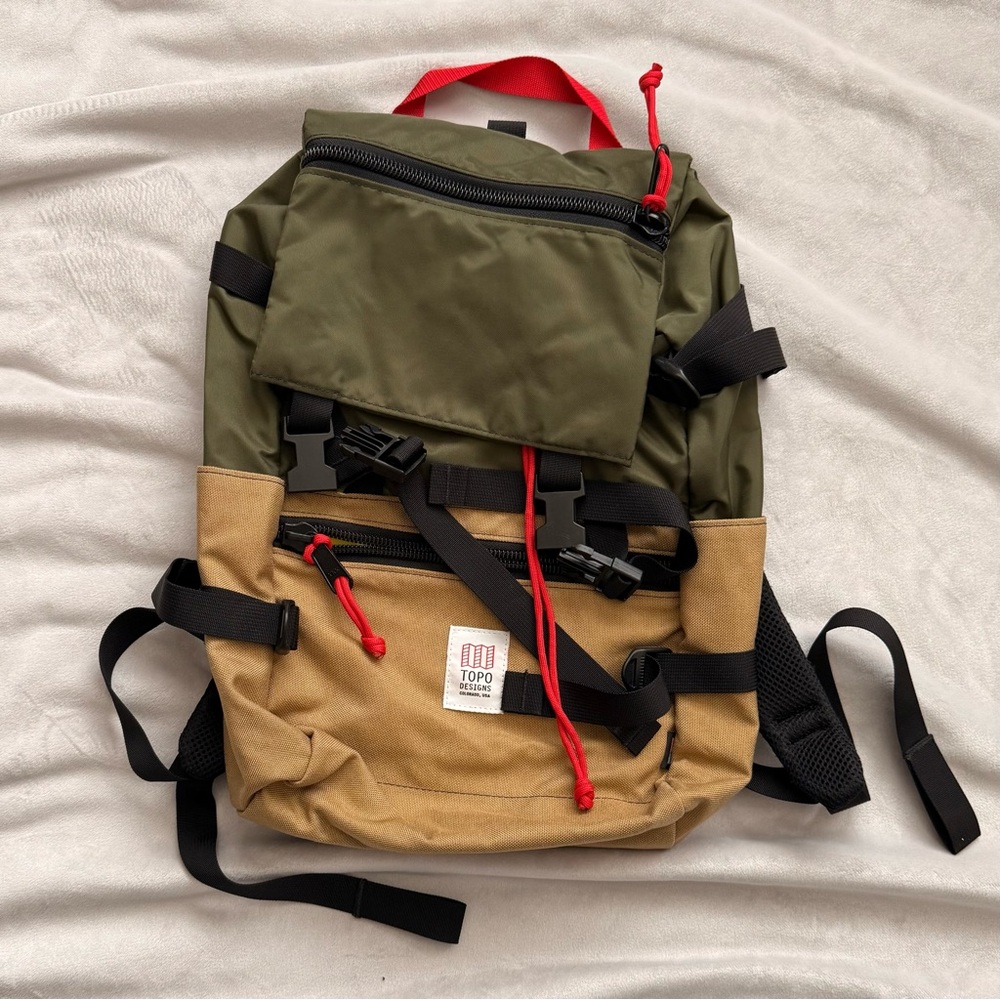 Topo Designs Olive and Tan Backpack